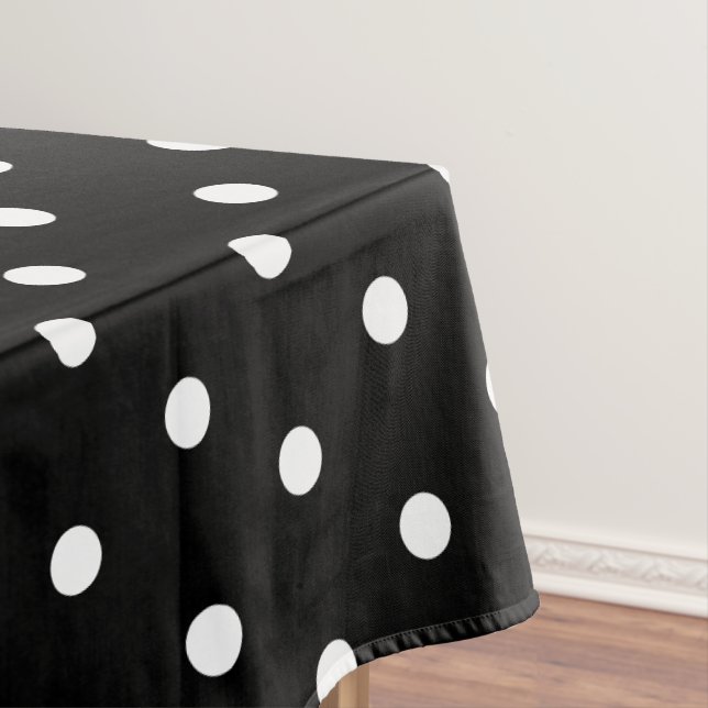 Toalha De Mesa Pontos Polka Preto Branco (Posição Original)