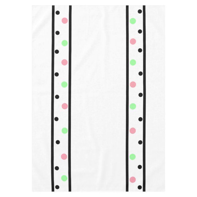 Toalha De Mesa Pontos Polka Verde Rosa Branco (Frente)