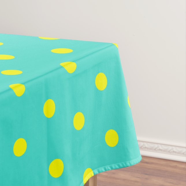 Toalha De Mesa Pontos Turquesa Amarelo (Posição Original)