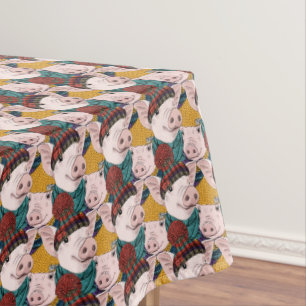 Toalha De Mesa Porcos com teste padrão dos chapéus