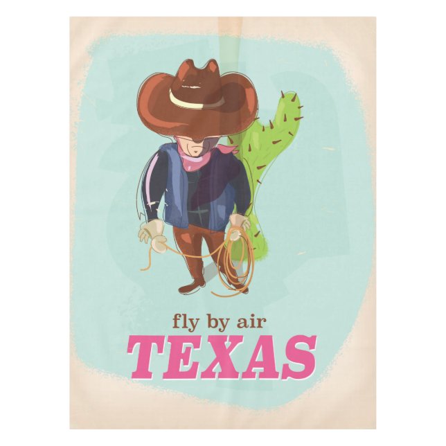 Toalha De Mesa Poster de viagens de cowboy do Texas (Frente)