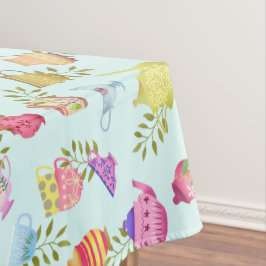 Toalha De Mesa Potes de chá e azul-copos