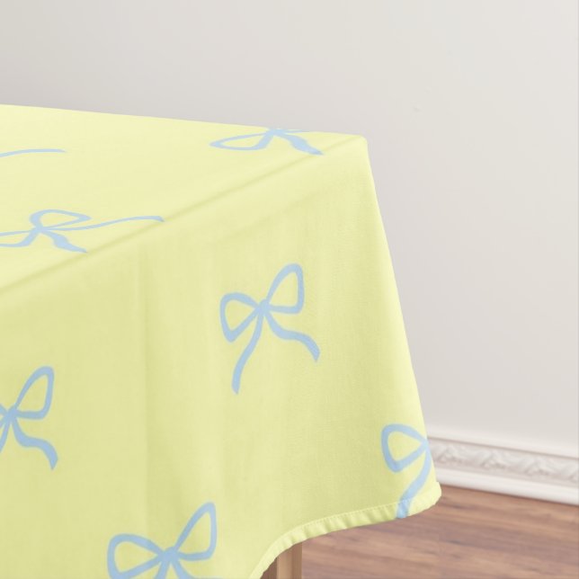 Toalha De Mesa Preppy Chic Yellow & Blue Bow Pattern Spring  (Posição Original)