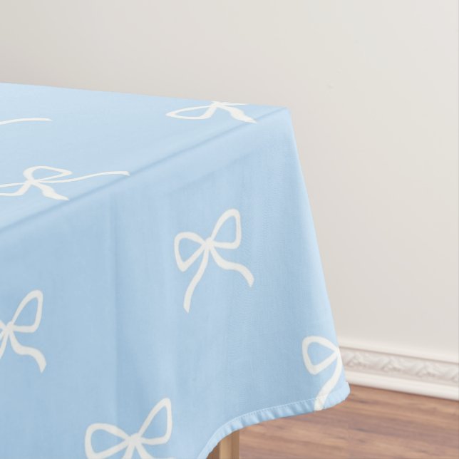 Toalha De Mesa Preppy Elegant Blue Bow Pattern Spring & Summer (Posição Original)