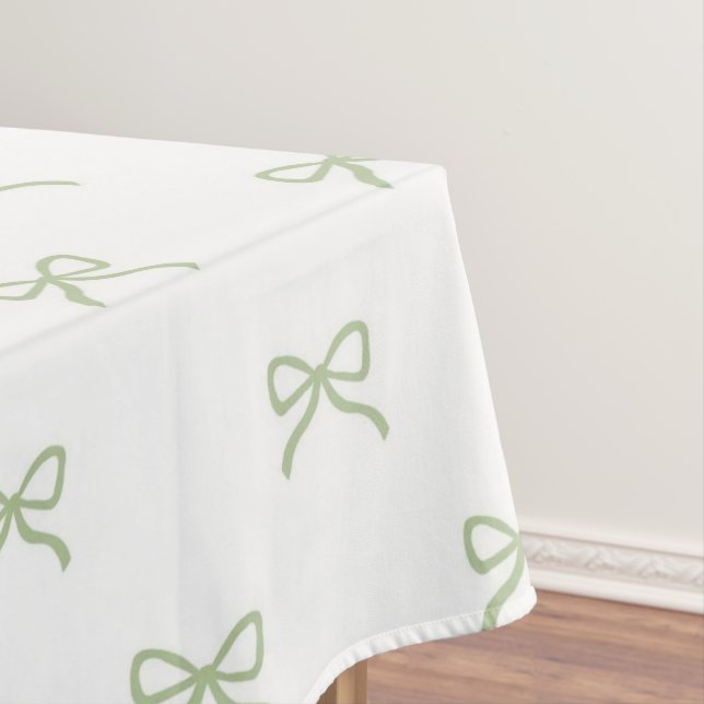 Toalha De Mesa Preppy Girly Green Bow Pattern Spring & Summer  (Posição Original)