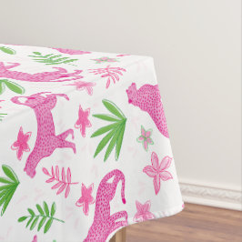 Toalha De Mesa Preppy Rosa Chita Floral / Chic Animal Branco