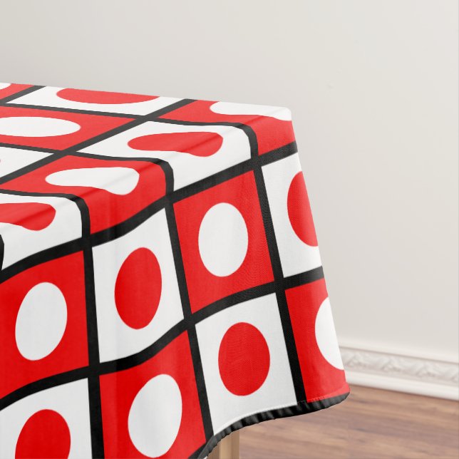 Toalha de Mesa Preta Vermelha e Branca Abstrata Mo (Posição Original)