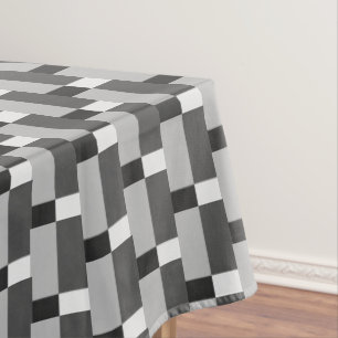 Toalha De Mesa Preto Branco Prata Cinza Listrado Padrão