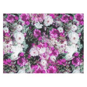 Toalha De Mesa Preto branco roxo cor-de-rosa floral dos rosas do