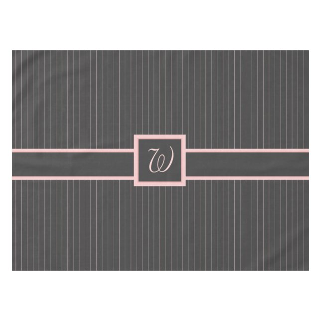 Toalha De Mesa Preto com Tableloth de Pinstripes Rosa (Frente (Horizontal))