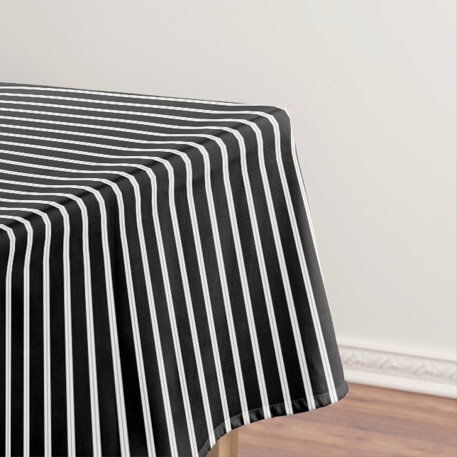 Toalha De Mesa preto e branco com listras verticais pretas (Posição Original)
