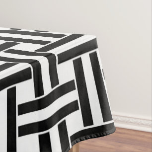 Toalha de Mesa Preto e Branco Listrado