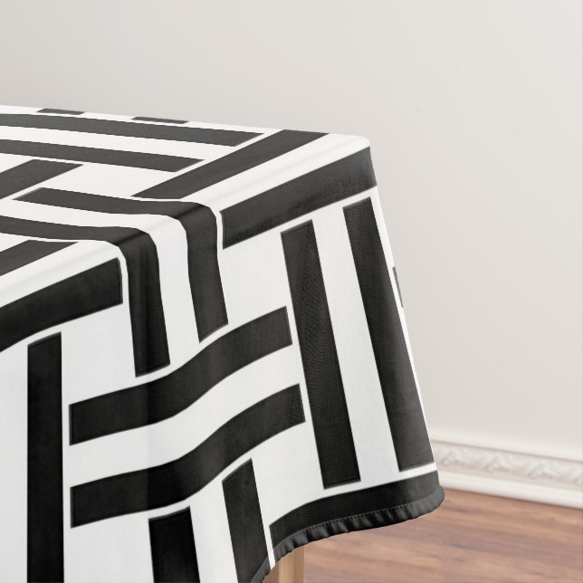 Toalha de Mesa Preto e Branco Listrado (Posição Original)