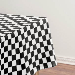 Toalha De Mesa preto e branco - quadro de verificação retrô