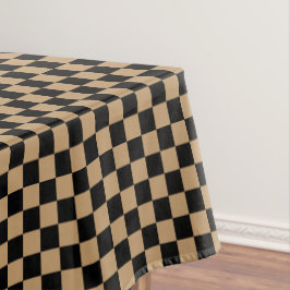 Toalha De Mesa Preto e Camelo Xadrez Marrom