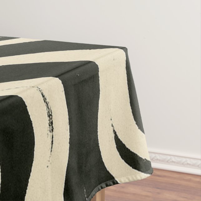 Toalha de Mesa Preto e Creme Groovy Swirl (Posição Original)