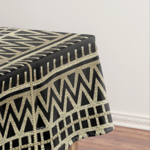 Toalha De Mesa Preto e impressão africano Dourado de pano da lam