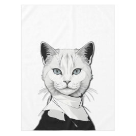 Toalha De Mesa Preto Místico e Branco Gato de Salem