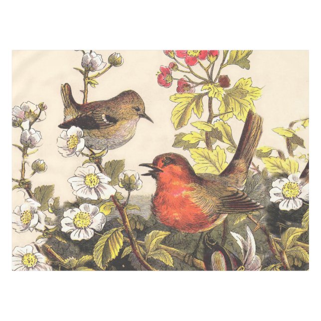 Toalha De Mesa Primavera Robin Birds Red Birds (Frente (Horizontal))