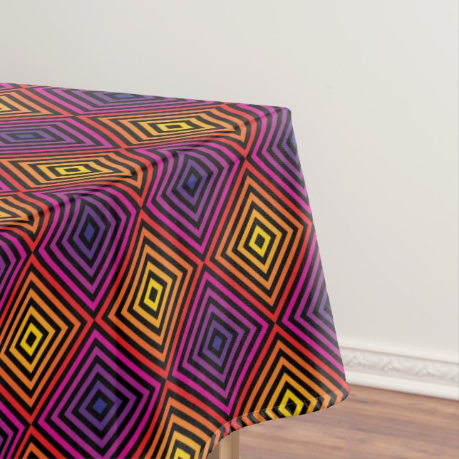 Toalha De Mesa Psicodélico Rainbow Chevron Patterno (Posição Original)