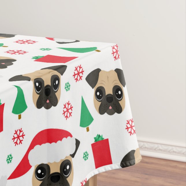 Toalha De Mesa Pug bonito do Natal (Posição Original)