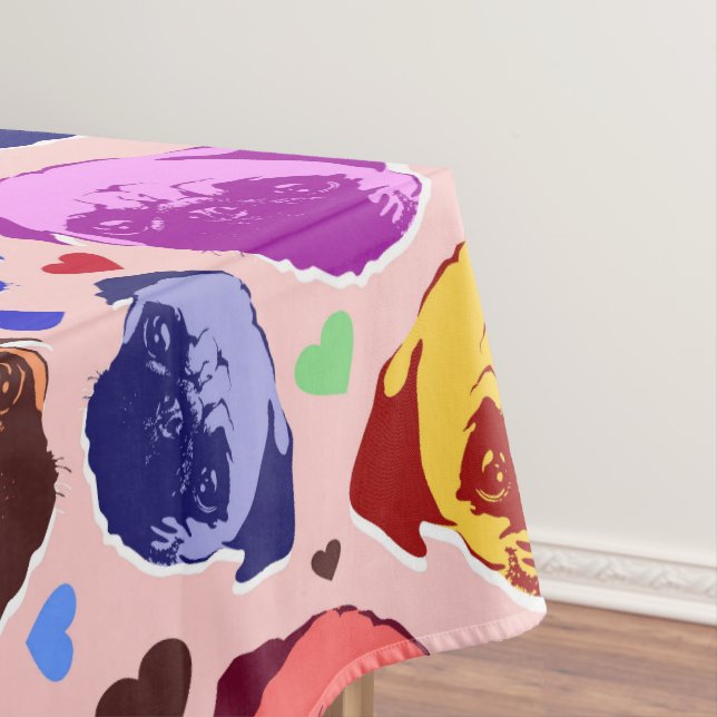 Toalha De Mesa Pug Puppy Dog PopArt Retro Style (Posição Original)