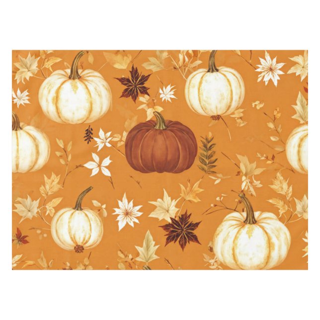 Toalha De Mesa Pumpkin Castanho Floral outono e Padrões de Queda (Frente (Horizontal))