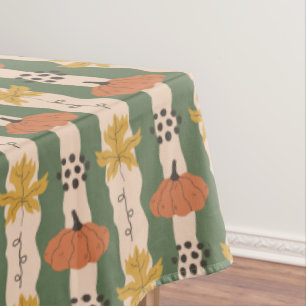 Toalha De Mesa Pumpkin Desenhado à Mão e Mesa do Padrão Folha