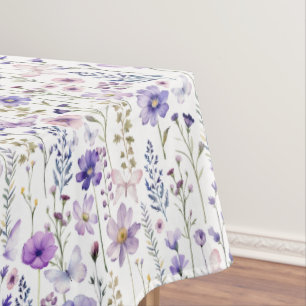 Toalha De Mesa Púrpura Borboleta de Flor Selvagem Tablecloth