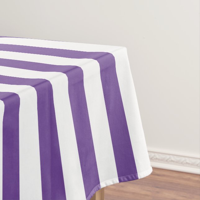 Toalha De Mesa Púrpura e branca, em forma simples, e riscado bran (Posição Original)