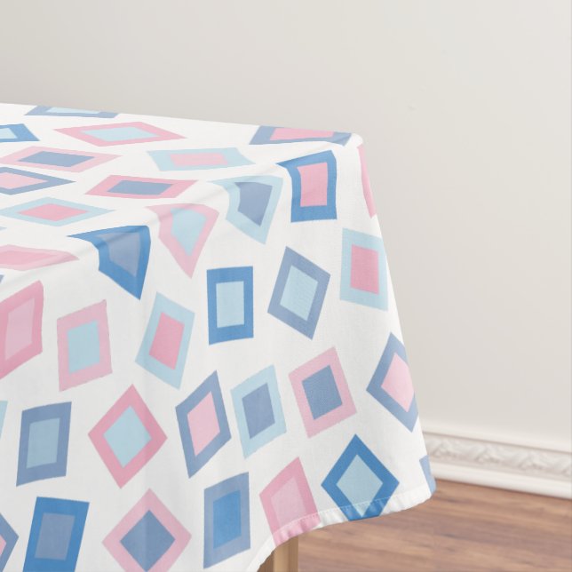 Toalha De Mesa Quadrados Azul Rosa (Posição Original)
