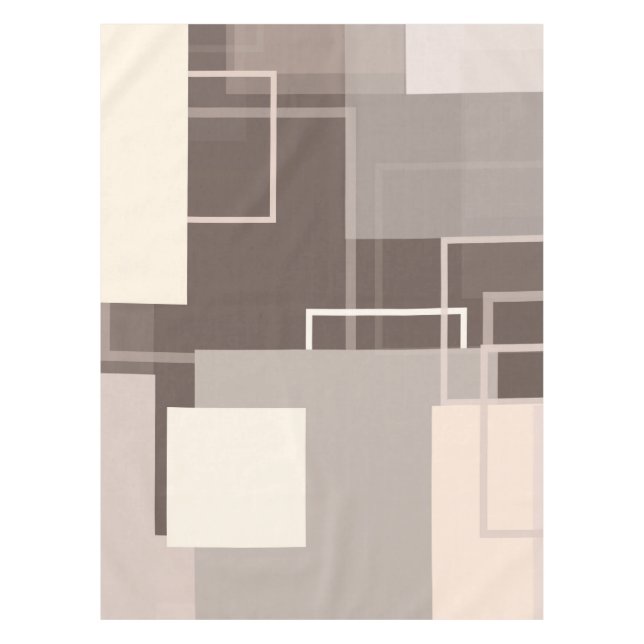 Toalha De Mesa Quadrados Geométricos - Chocolate e Creme (Frente)