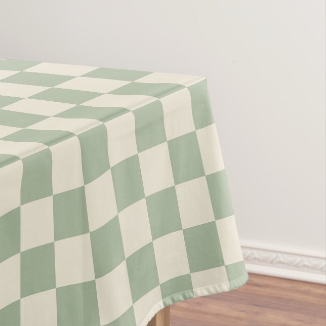 Toalha De Mesa Quadro de Verificação Branco Verde e Desligado (Posição Original)