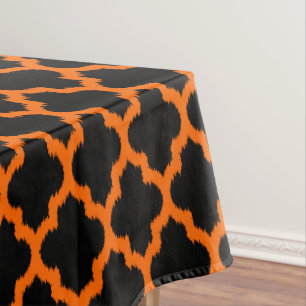 Toalha De Mesa Quatrefoil Laranja Moderno De Preto
