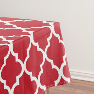 Toalha De Mesa Quatrefoil vermelho telha o teste padrão