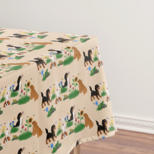 Toalha De Mesa Quatro espanhóis cavaleiros em campo de flores   (Posição Original)