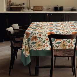 Toalha De Mesa Quic fall terracotta flores brancas pastel verde