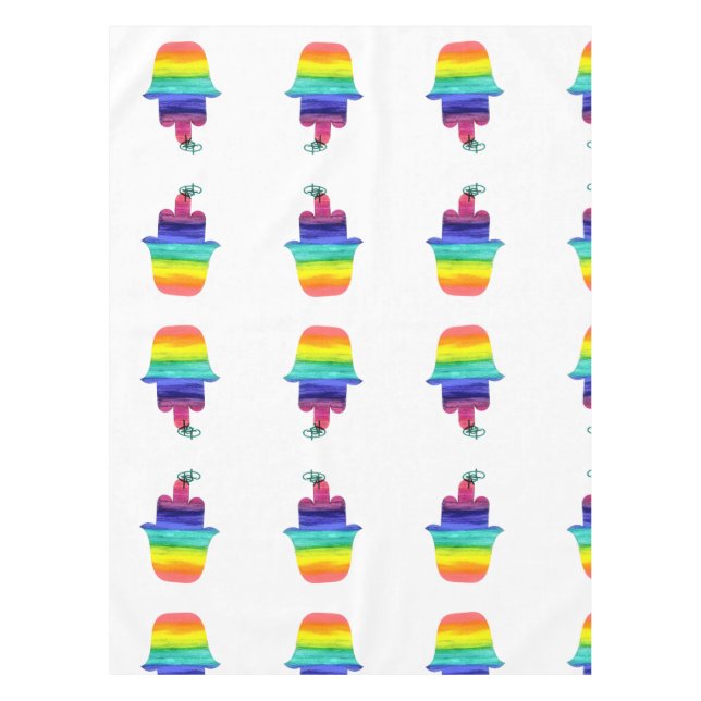 Toalha De Mesa Rainbow Hamsa Art Tablecloth (Frente)