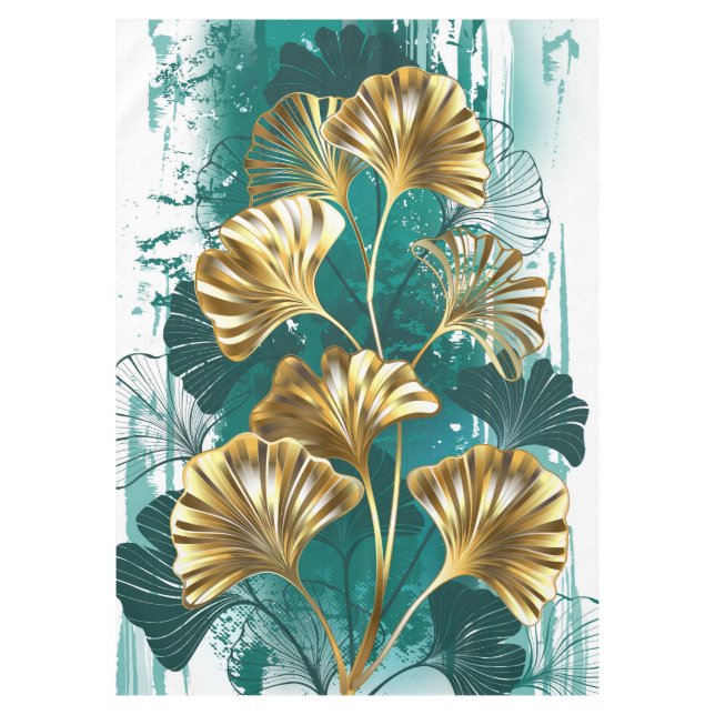 Toalha De Mesa Ramificação com Ouro deixa Ginko Biloba (Frente)