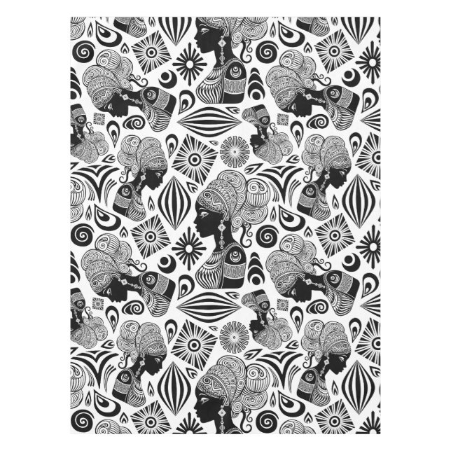 Toalha De Mesa Rapariga africana Retrato Tribal Tatuagem (Frente)