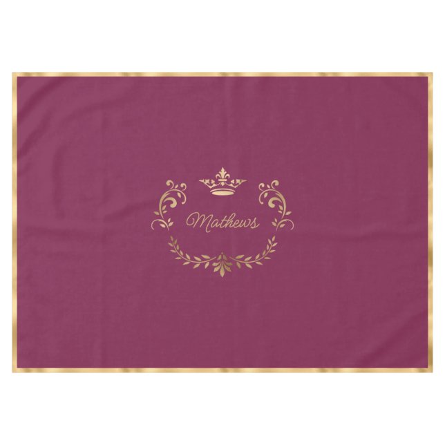 Toalha De Mesa Raspberry Crown Crest Personalizado (Frente (Horizontal))