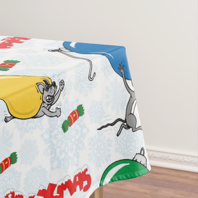 Toalha De Mesa Rato engraçado de Natal com bolas (Posição Original)