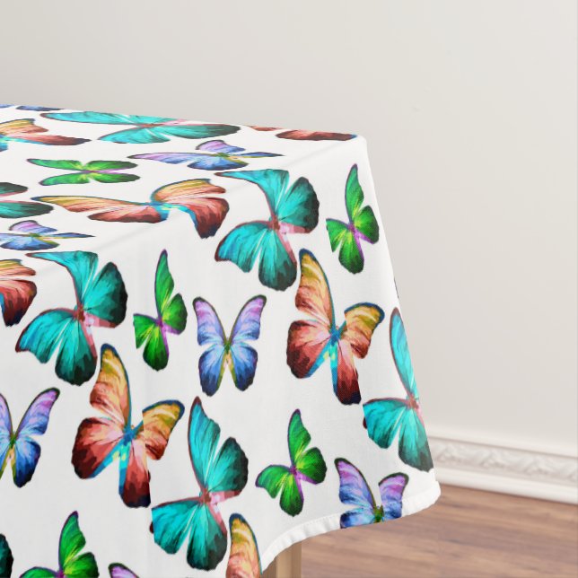 Toalha De Mesa Realm do Padrão de Borboletas Exóticas de Azul Mor (Posição Original)