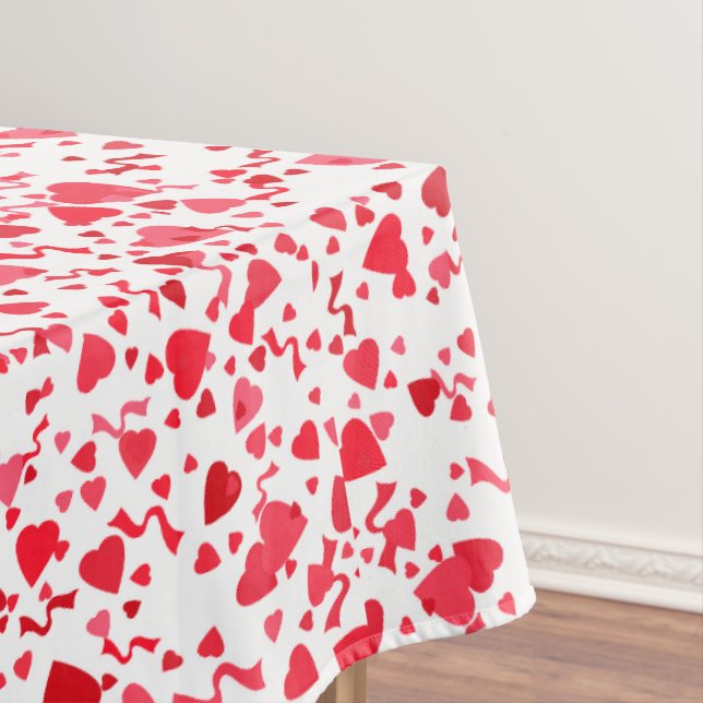 Toalha De Mesa Red Confetti Hearts Pattern (Posição Original)