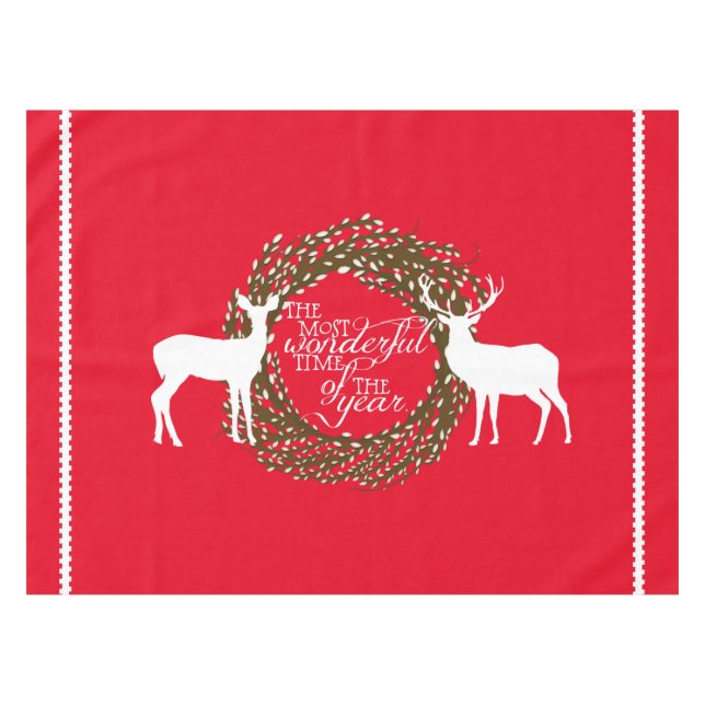Toalha De Mesa Red Deer Muito Maravilhosa Time Wreath Tablecloth (Frente (Horizontal))