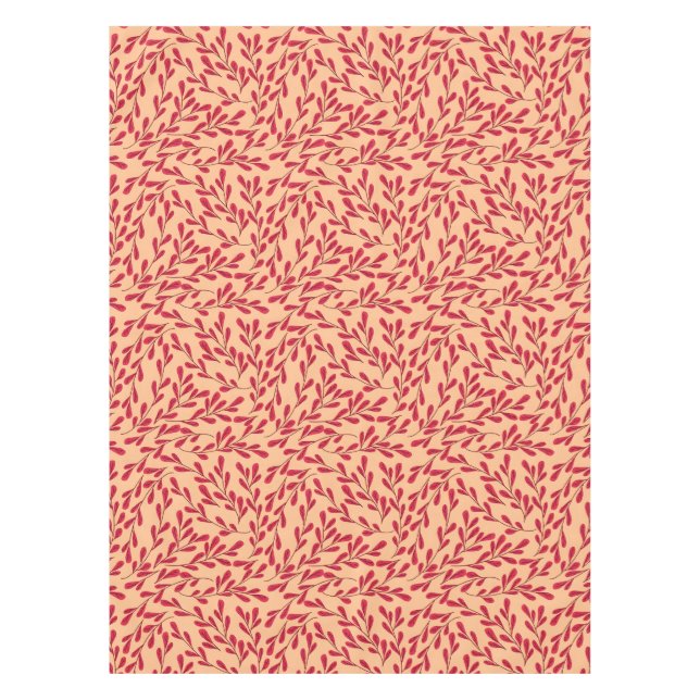Toalha De Mesa  Red Leafy Branches Seamless Pattern (Frente)