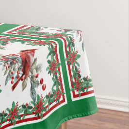 Toalha De Mesa Red Mockingbird Poinsettia Green