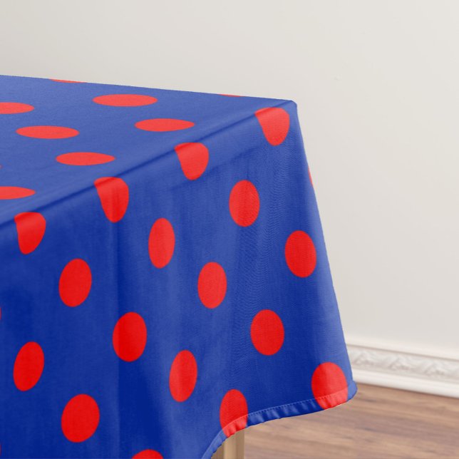 Toalha De Mesa Red On Blue Polka Dots Pattern Design  (Criador carregado)