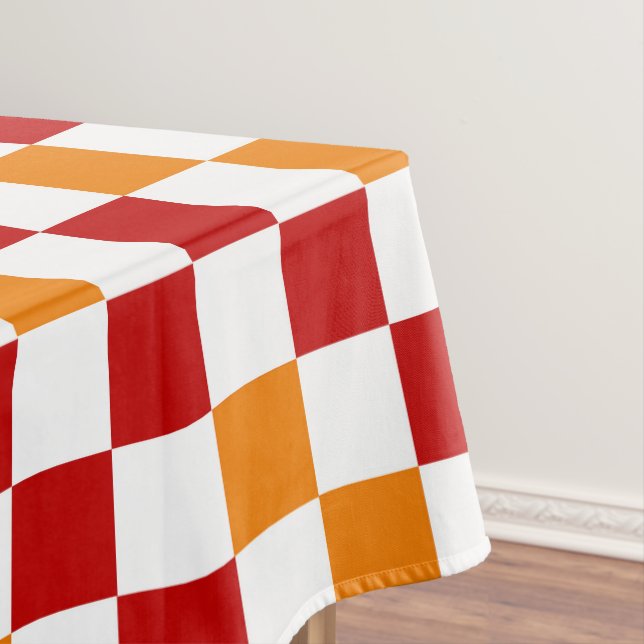 Toalha De Mesa Red White Orange Checkered Pattern Design  (Posição Original)