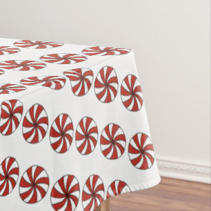 Toalha De Mesa Red White Pepperminton Swirl Mint Candy Natal